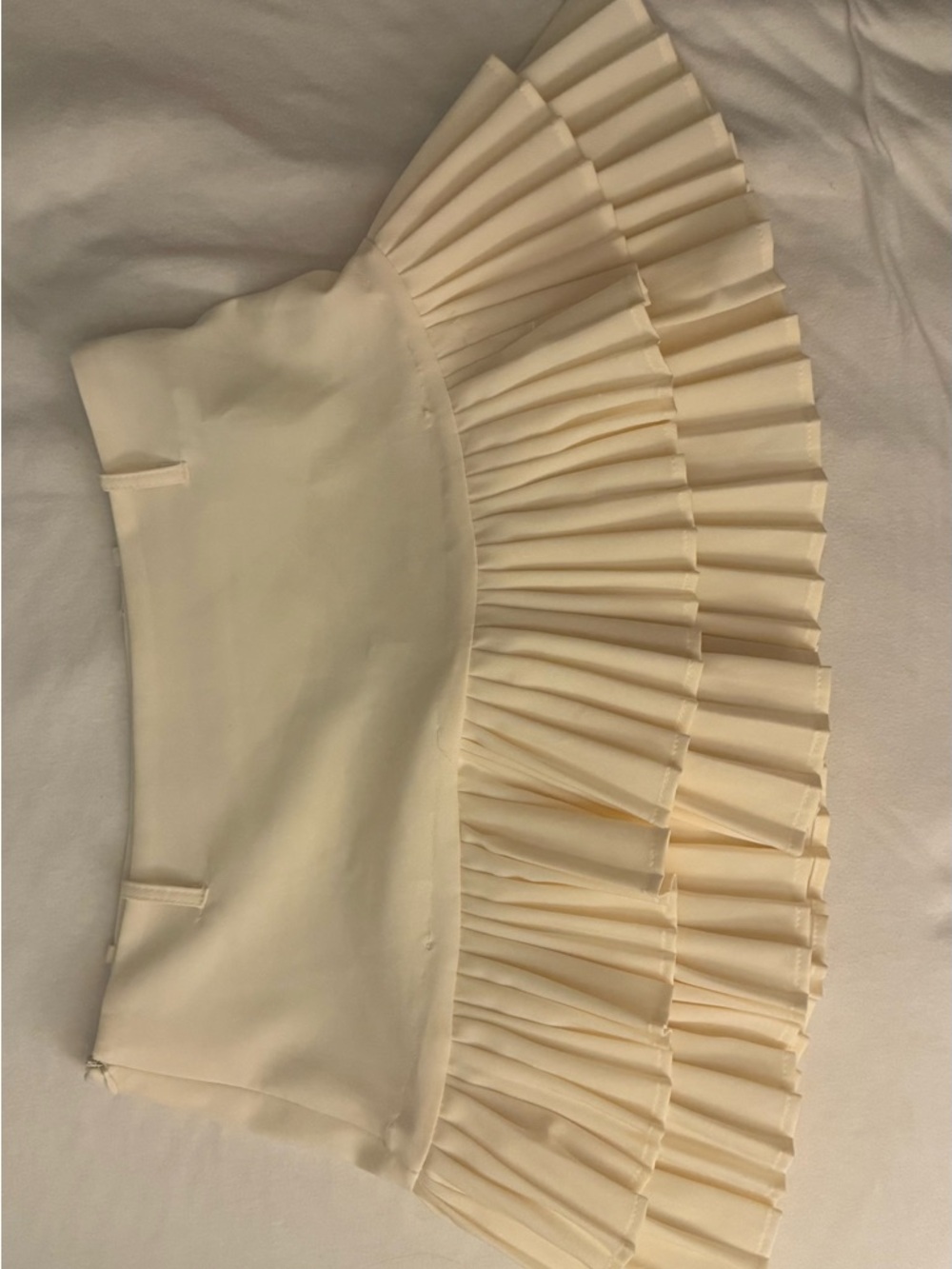 Pleated Cream Mini Skirt - Women's Skirt